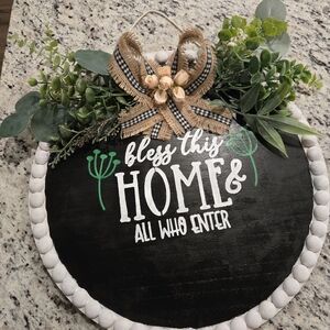 Decorative Black Wall Hanging with Greenery
